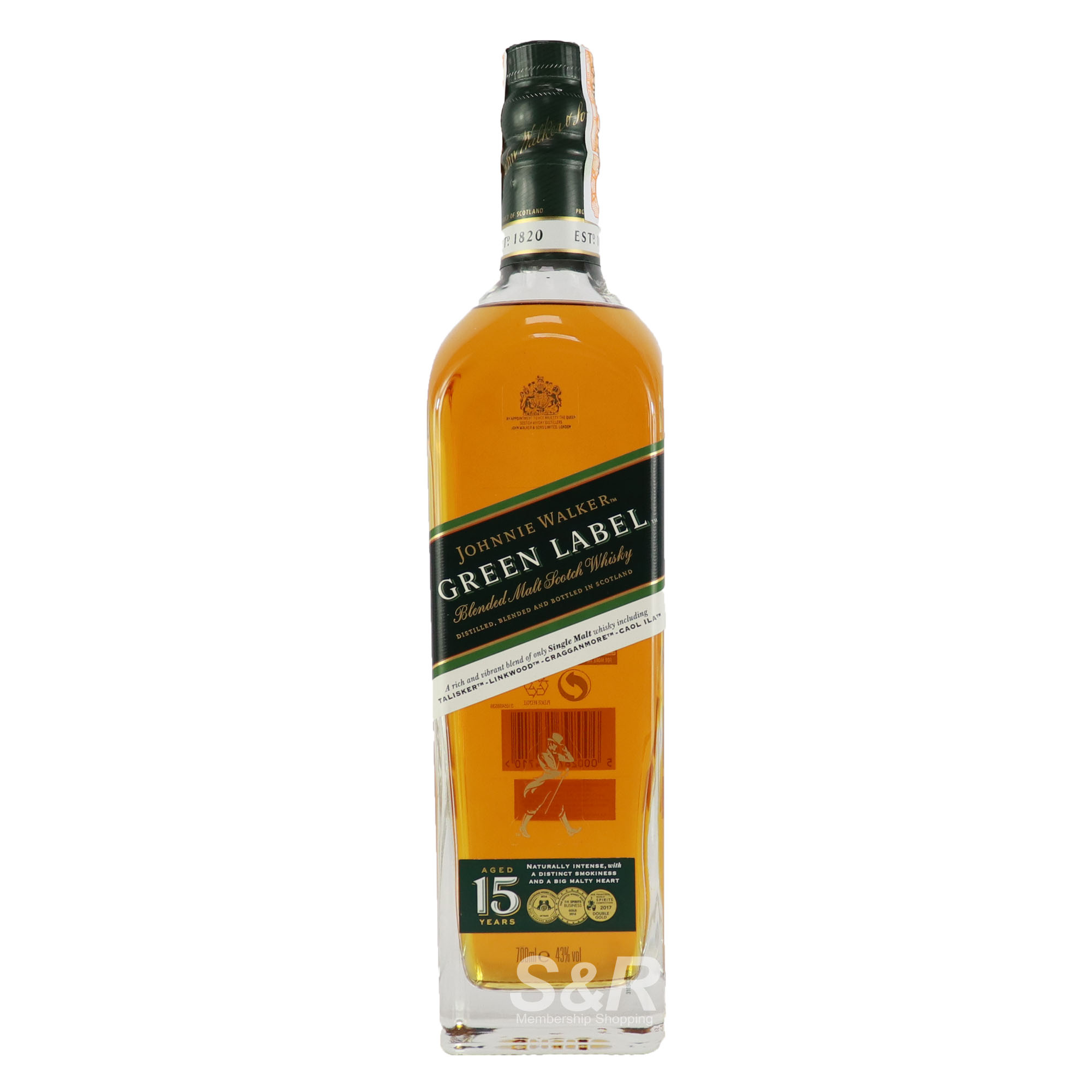 Johnnie Walker Green Label Blended Malt Scotch Whisky 700mL